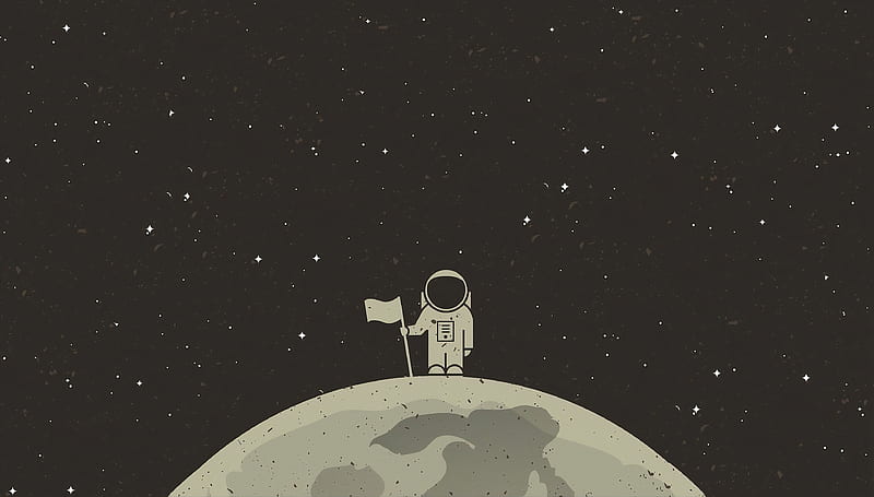 Astronaut With Flag Digital Art , astronaut, artist, artwork, digital-art, minimalism, minimalist, HD wallpaper