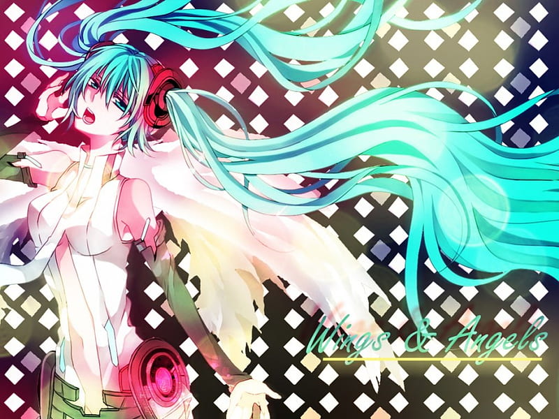 Wings&Angels, Hatsune miku, wings, girl, blue, HD wallpaper | Peakpx