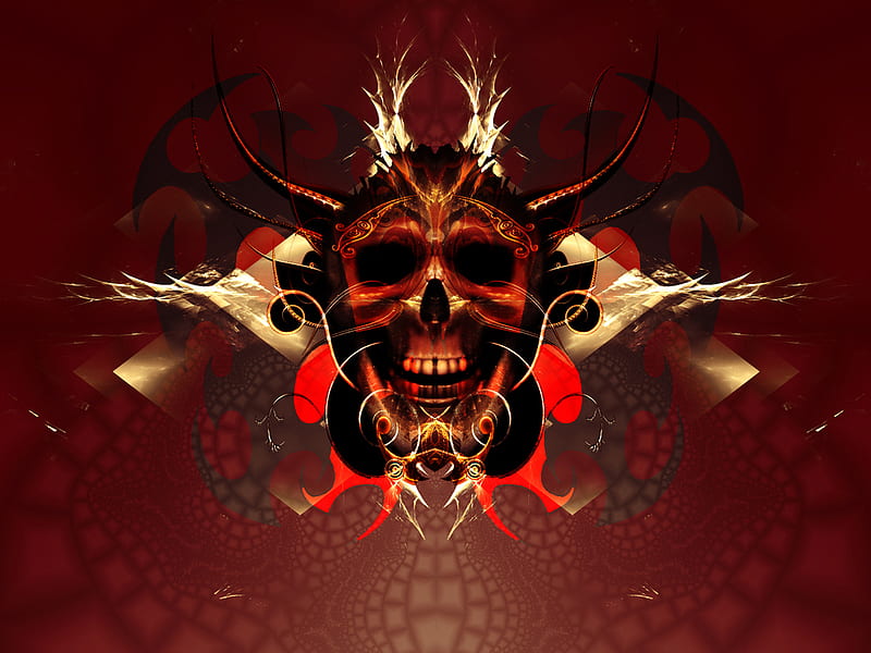 Red Rum Skull, fantasy dark, gotick, HD wallpaper