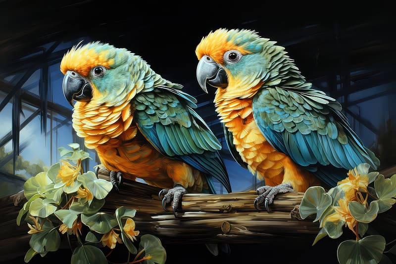 Colorful parrot couple, termeszet, viragok, tollak, csor, papagaj, madarak, allat, tollazat, vadvilag, madar, HD wallpaper