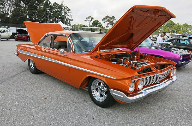 1961-Chevy-Impala, Classic, 1961, GM, Orange, HD wallpaper