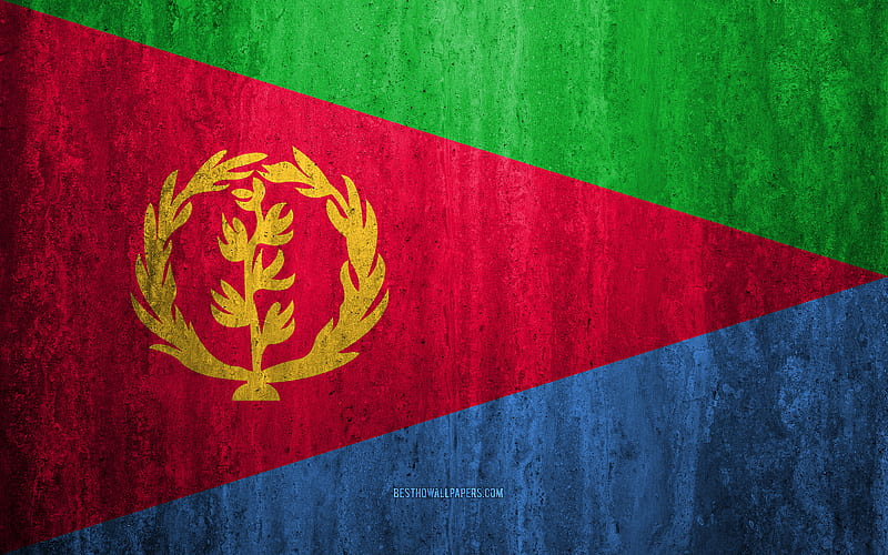 Flag of Eritrea stone background, grunge flag, Africa, Eritrea flag, grunge art, national symbols, Eritrea, stone texture, HD wallpaper