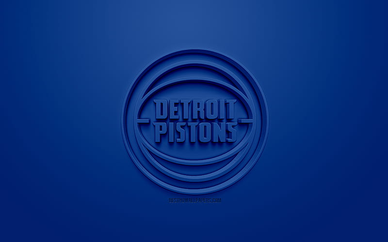 Detroit Pistons, creative 3D logo, blue background, 3d emblem, American basketball club, NBA, Detroit, Michigan, USA, National Basketball Association, 3d art, basketball, 3d logo, HD wallpaper