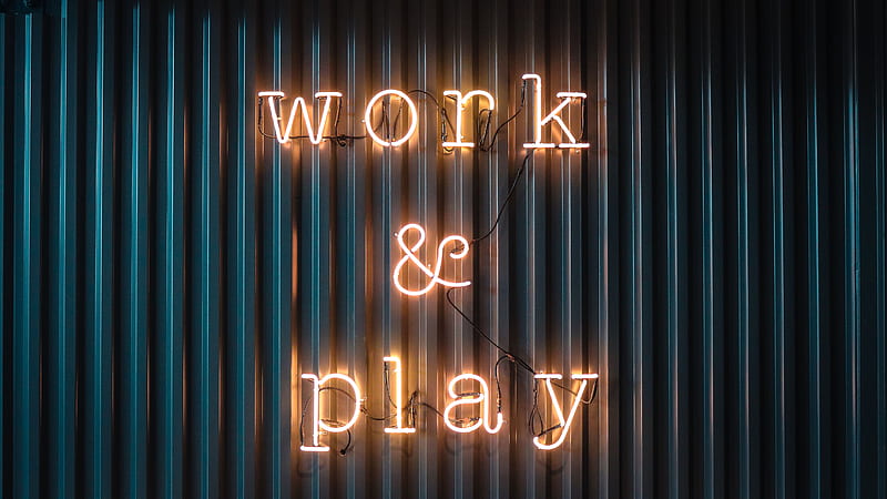 Work And Play Neon Light Word Neon, HD wallpaper