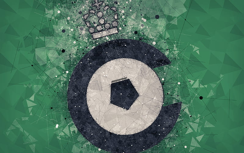 Cercle Brugge KSV geometric art, logo, Belgian football club, green abstract background, Jupiler Pro League, Bruges, Belgium, football, Belgian First Division A, creative art, HD wallpaper