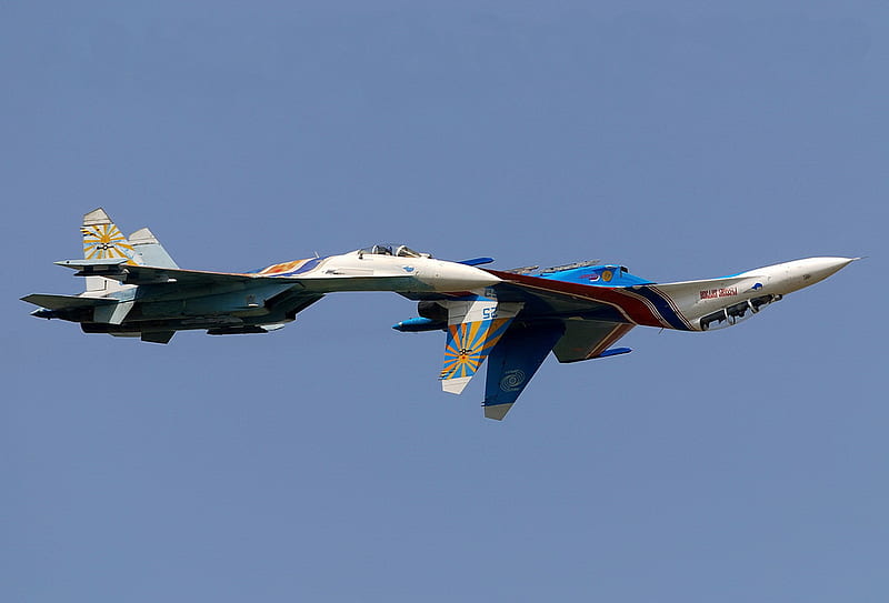 Russian Knight, aircraft, acrobatic, sukhoy 27 flanker, military, HD wallpaper