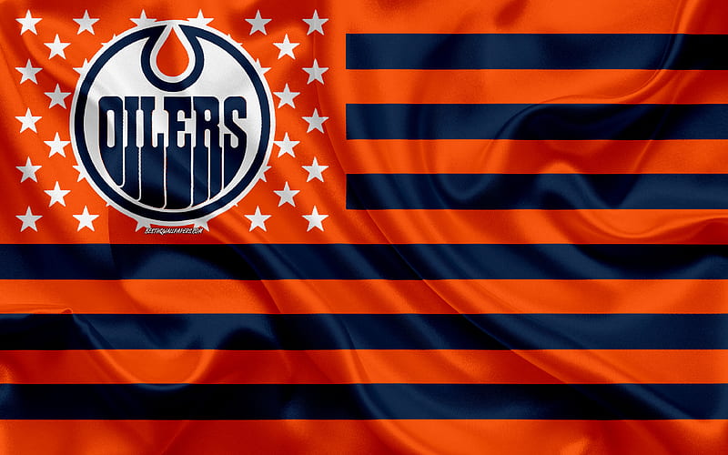 Edmonton Oilers, Edmonton, Canada material design, logo, NHL, orange blue  abstraction, HD wallpaper