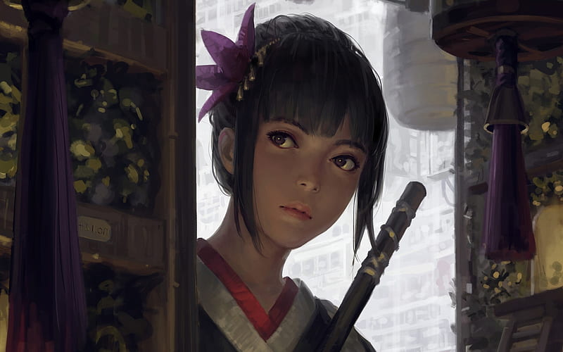 Fantasy, Women Warrior, Girl, Samurai, HD wallpaper