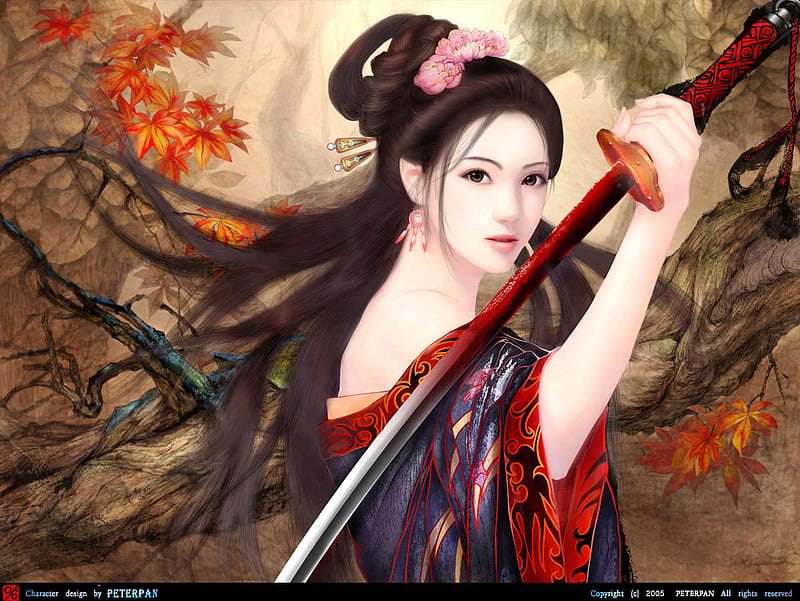 An Oriental Swordswoman, pretty, female, sexy, cute, nice, warrior, girl,  blade, HD wallpaper | Peakpx