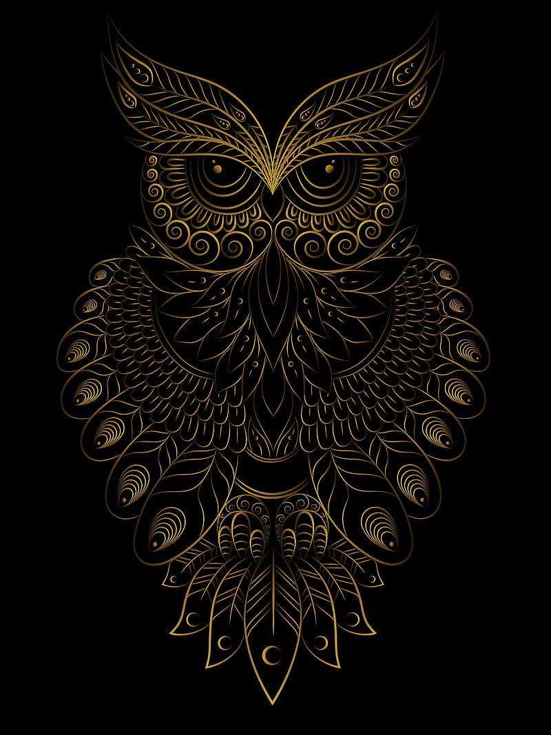 owl, bird, pattern, art, HD phone wallpaper