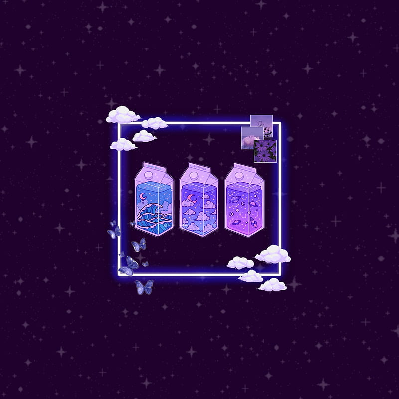 Purple juice, aesthetic, dark, galaxy, kawaii, HD phone wallpaper