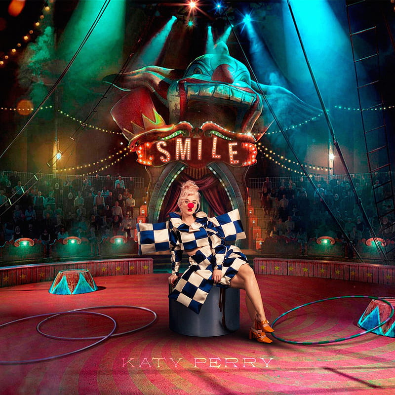 Katy Perry Smile, circus, clown, concept, fantasy, katy perry, rise, HD phone wallpaper