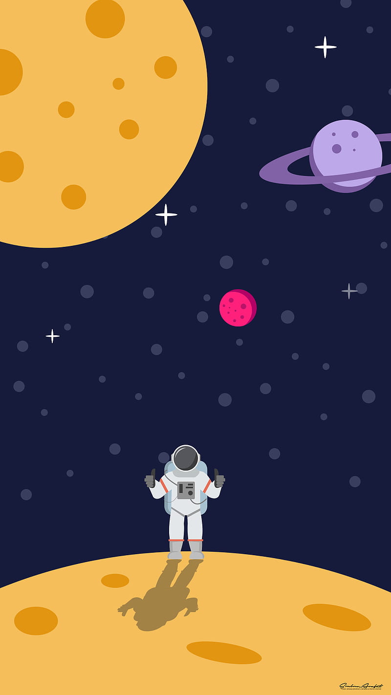 Space, abstract, astronaut, flat design, hello, illustration, planet, vector, HD phone wallpaper