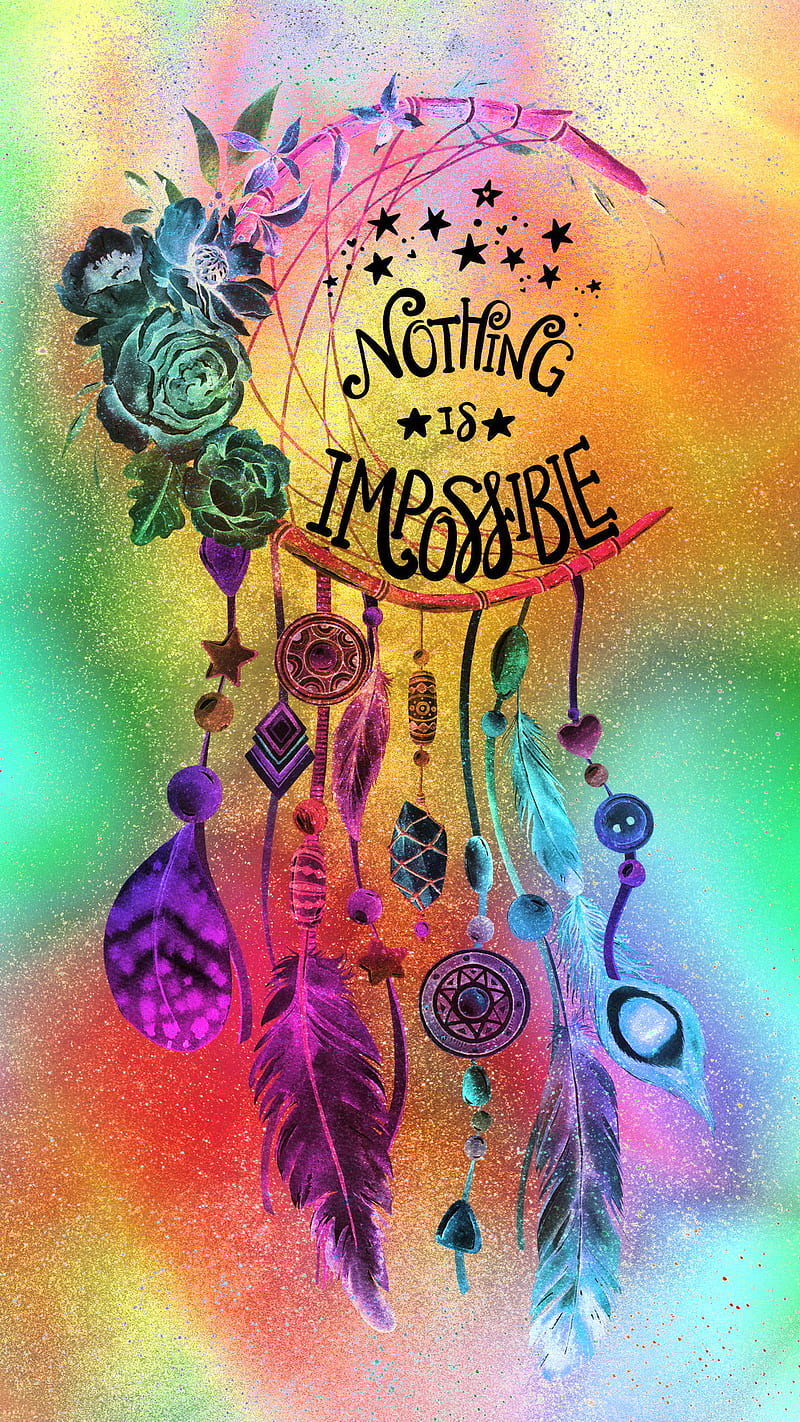 Impossible, abstract, colors, desenho, dreamcatcher, dreams, quotes, sayings, words, HD phone wallpaper