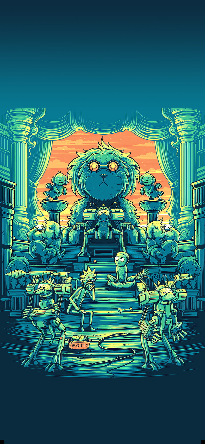 RICK AND MORTY, snuffles, dan mumford, rick, morty, geek, ilustration, iphone, iphone x, HD phone wallpaper