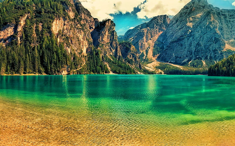 Lago di Braies, South Tyrol, Italy, South Tyrol, Italy, lakes, mountains, Lago di Braies, nature, HD wallpaper