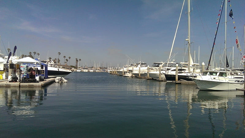 So Cal Boat Show, Water, Reflection, Islands, Sky, California, Channel, Boats, HD wallpaper