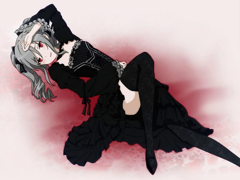 Descarga Gratis Kanzaki Ranko Vestido Negro Rojas Anime Ojos Rojos Idolmaster Cinderella