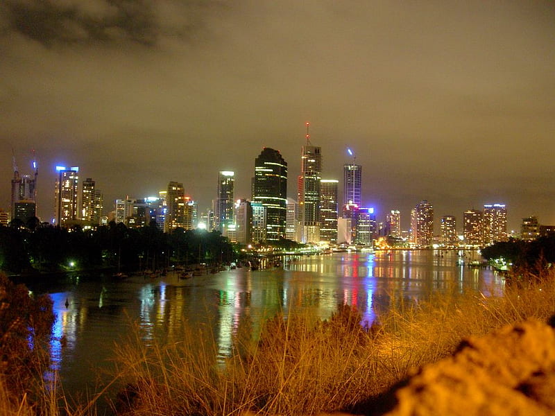 Brisbane at night , night shot, brisbane australia, HD wallpaper