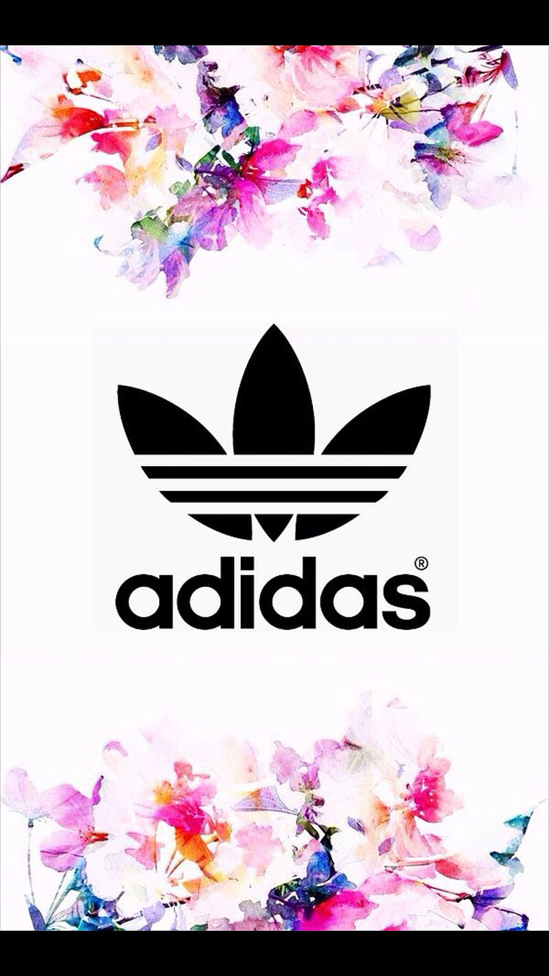 Adidas, brand, flowers, girls, logo, HD phone wallpaper