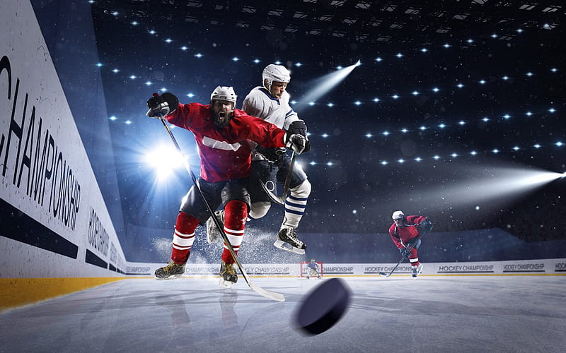 hockey, men, hockey players, ice, hockey arena, HD wallpaper
