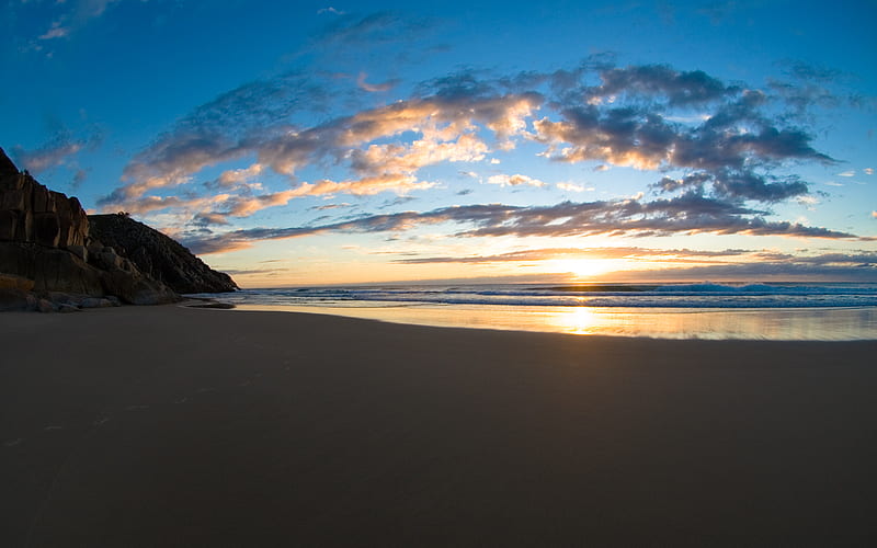 Golden Hues, beach, ocean, nature, sunset, clouds, HD wallpaper | Peakpx