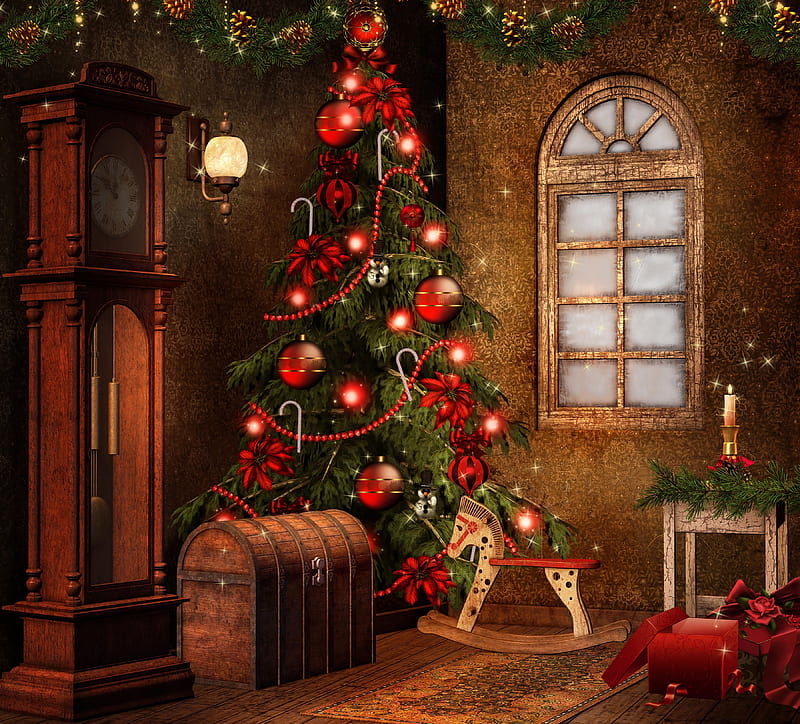 Nochebuena, árbol de navidad, navidad, reloj, navidad, víspera, feliz  navidad, Fondo de pantalla HD | Peakpx
