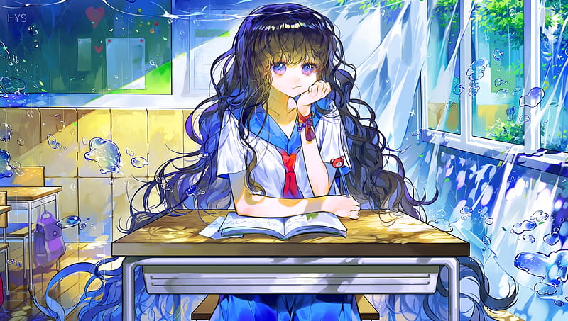 HD wallpaper: Anime, Girl, Classroom, School