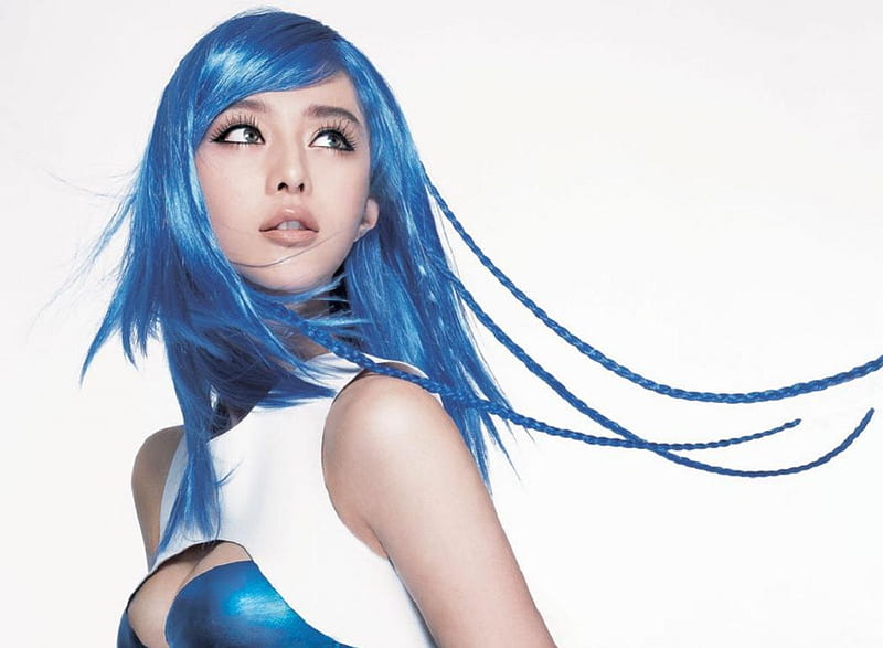 Blue haired girl, graphy, girl, blue hair, bonito, plaits, HD wallpaper
