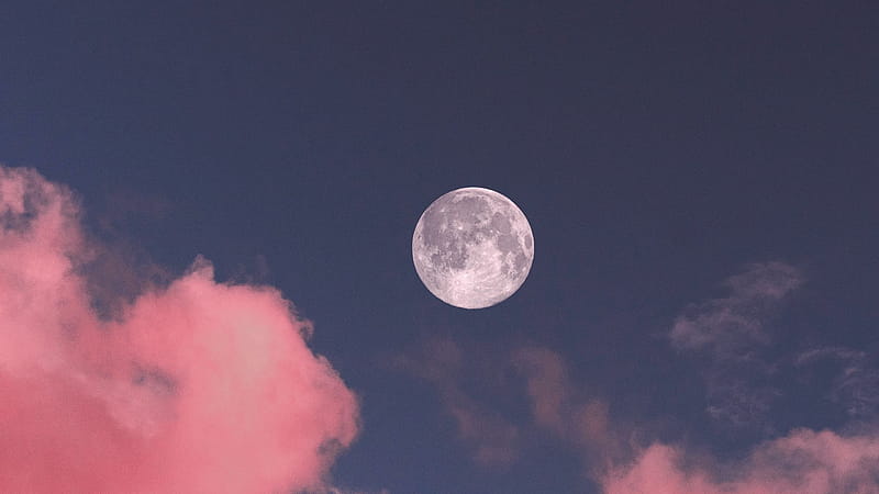 2K Descarga gratis | Luna, nubes, rosa, cielo, panorámica de luna llena ...