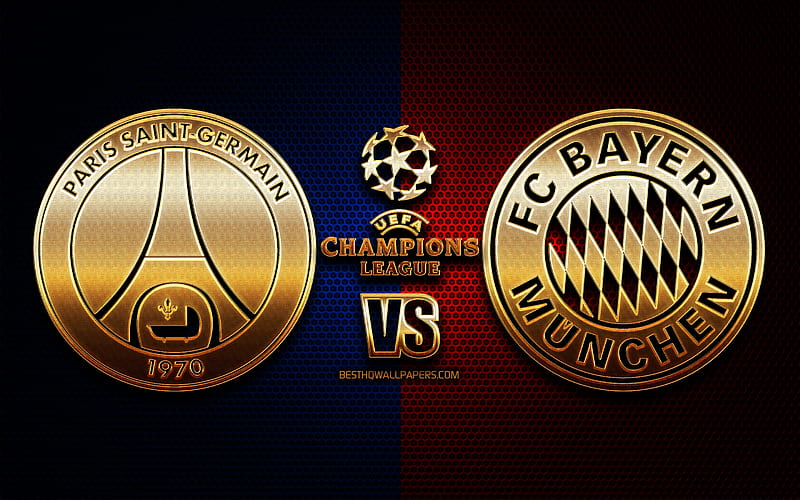PSG vs FC Bayern Munich, 2020 UEFA Champions League Final, golden logo, promotional materials, Champions League, Final, football match, PSG vs Bayern Munich, HD wallpaper