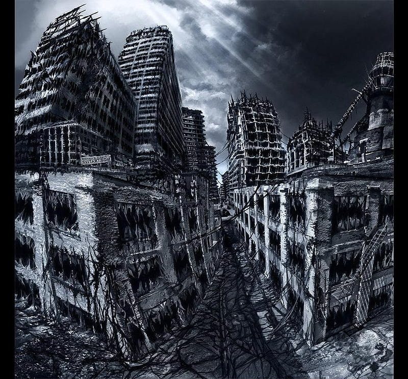 Desolation, fantasy, 3d, city, destruction, cg, digital art, HD wallpaper
