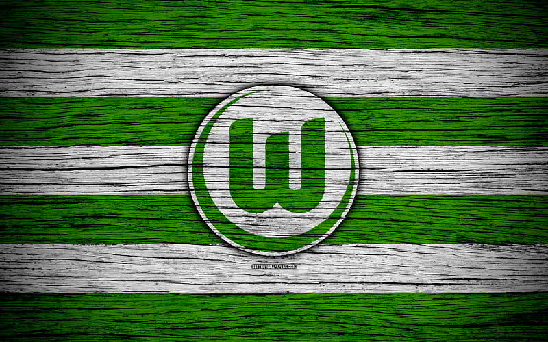 Wolfsburg Bundesliga, logo, Germany, wooden texture, FC Wolfsburg, soccer, football, Wolfsburg FC, HD wallpaper