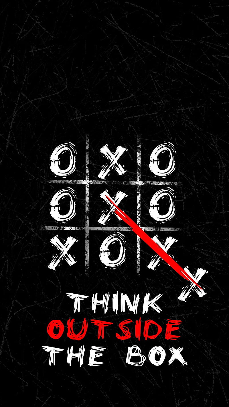 Outside the box, black, game, red, sayings, texture, tic tac toe, white, HD  phone wallpaper | Peakpx