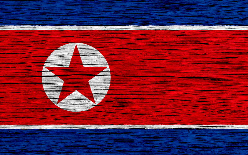 Flag of North Korea Asia, wooden texture, DPRK flag, national symbols, North Korea flag, DPRK, art, North Korea, HD wallpaper