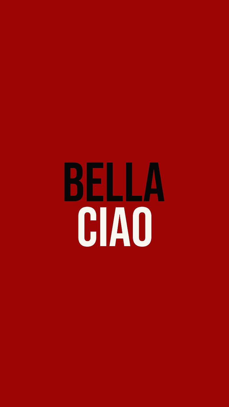 Bella Ciao, black and white, money heist, money heist , red background, season, text, HD phone wallpaper