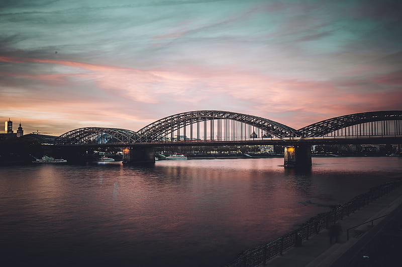 bridge, golden hour, man-made, architecture, dusk, sunset, City, HD wallpaper