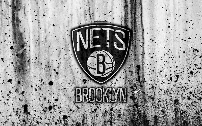 Brooklyn Nets grunge, NBA, basketball club, Eastern Conference, USA, emblem, stone texture, basketball, Atlantic Division, HD wallpaper