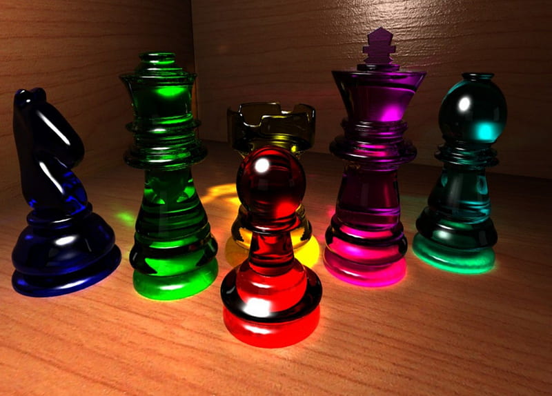 Colorful Chess, 3d, abstract, HD wallpaper