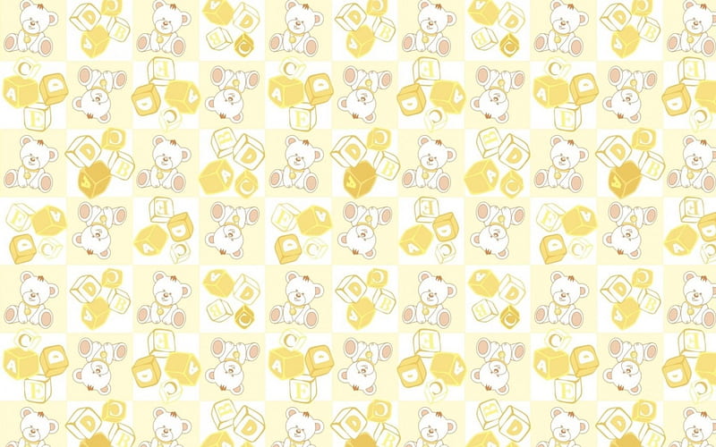 Texture, pattern, toy, yellow, child, paper, white, teddy bear, HD wallpaper