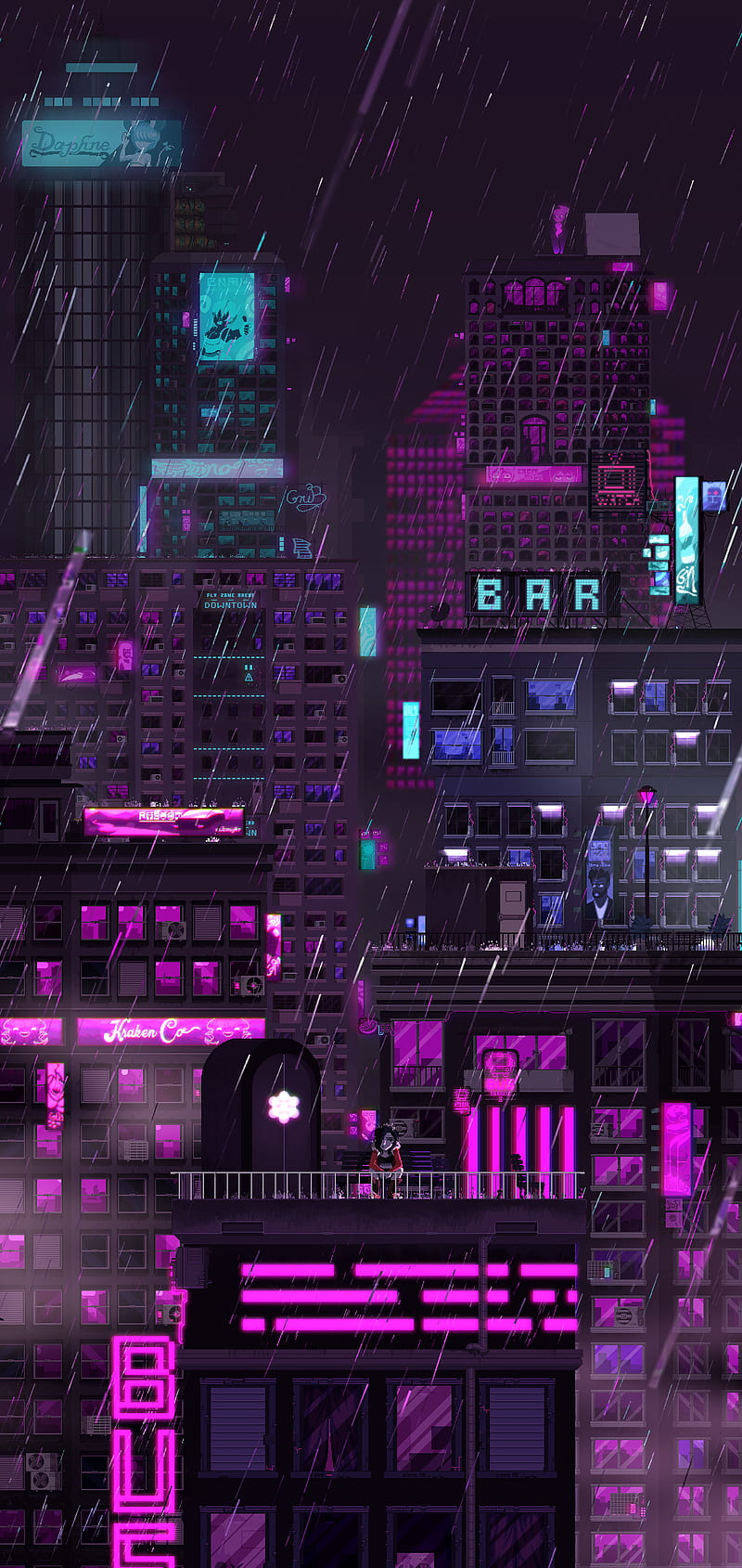 Purple City, aesthetic, neon, new york, HD phone wallpaper | Peakpx