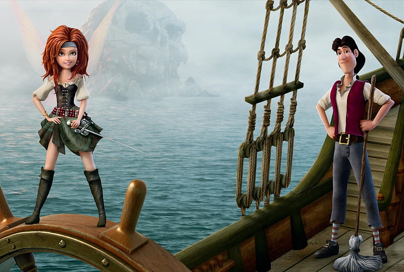 The pirate fairy (2014), wings, movie, redhead, man, tinkerbell, sea, fantasy, water, girl, ship, zarina, the pirate fairy, disney, HD wallpaper