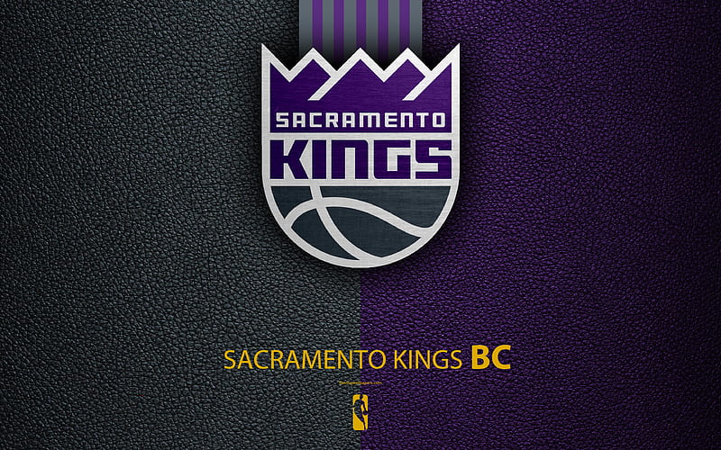 Sacramento Kings logo, basketball club, NBA, basketball, emblem, leather texture, National Basketball Association, Sacramento, California, USA, Pacific Division, Western Conference, HD wallpaper