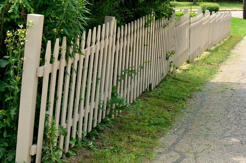 White Picket Fence, fence, old fence, white fence, scenic fence, HD wallpaper