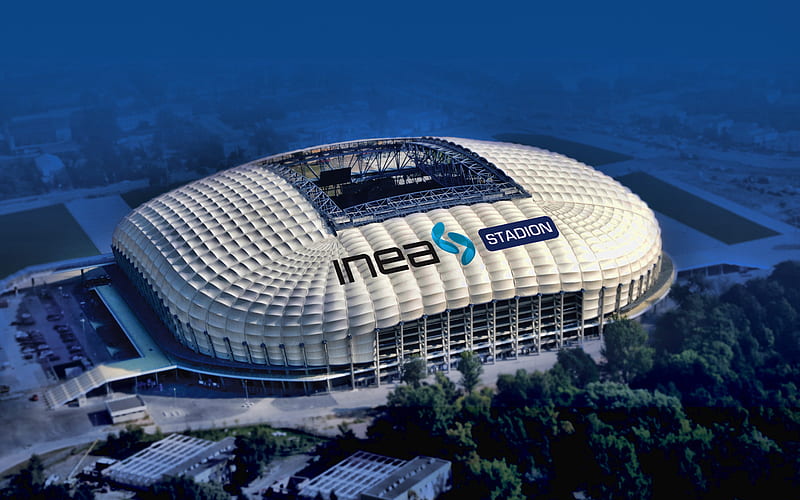 INEA Stadion, Tilt-Shift, aerial view, Stadion Miejski, polish stadiums, football stadion, Poznan, Poland, Lech Poznan Stadium, INEA Stadium, HD wallpaper