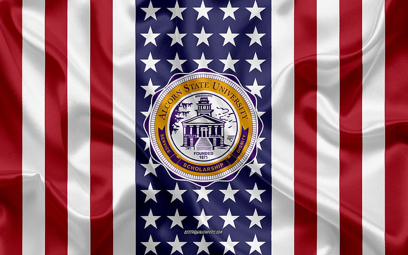 Alcorn State University Emblem, American Flag, Alcorn State University logo, Lorman, Mississippi, USA, Alcorn State University, HD wallpaper