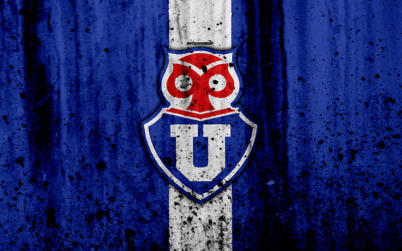 FC Universidad de Chile, art, grunge, Chilean Primera Division, soccer, football club, Chile, Universidad de Chile, logo, stone texture, Universidad de Chile FC, HD wallpaper