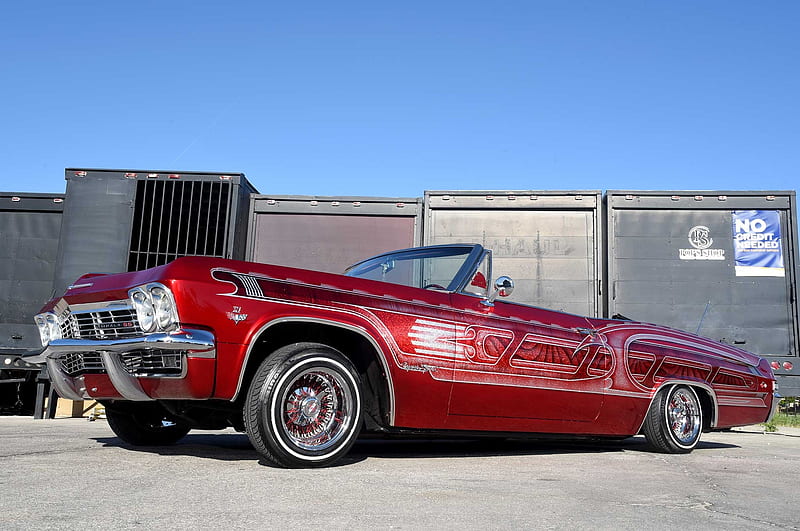 1965-Chevrolet-Impala-Super-Sport, Classic, Gm, Red, Custom, HD wallpaper