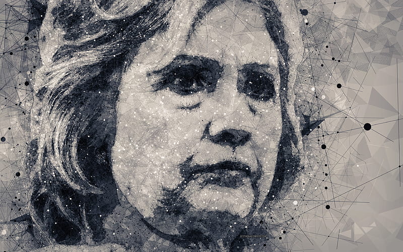 Hillary Clinton geometric art portrait, creative portrait, person, American politician, Democratic Party, USA, portrait, Hillary Diane Rodham Clinton, HD wallpaper