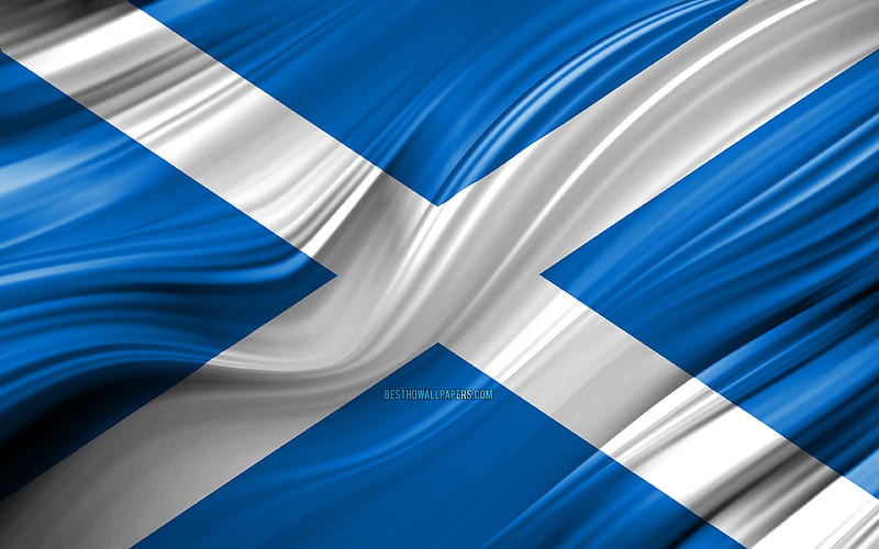 Scottish flag, European countries, 3D waves, Flag of Scotland, national symbols, Scotland 3D flag, art, Europe, Scotland, HD wallpaper